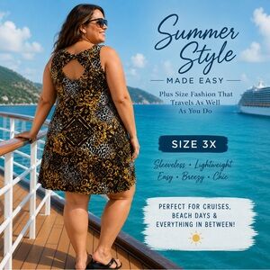 Caren Sport Sleeveless Bow Back Casual Cool Summer Shift Dress Size 3X